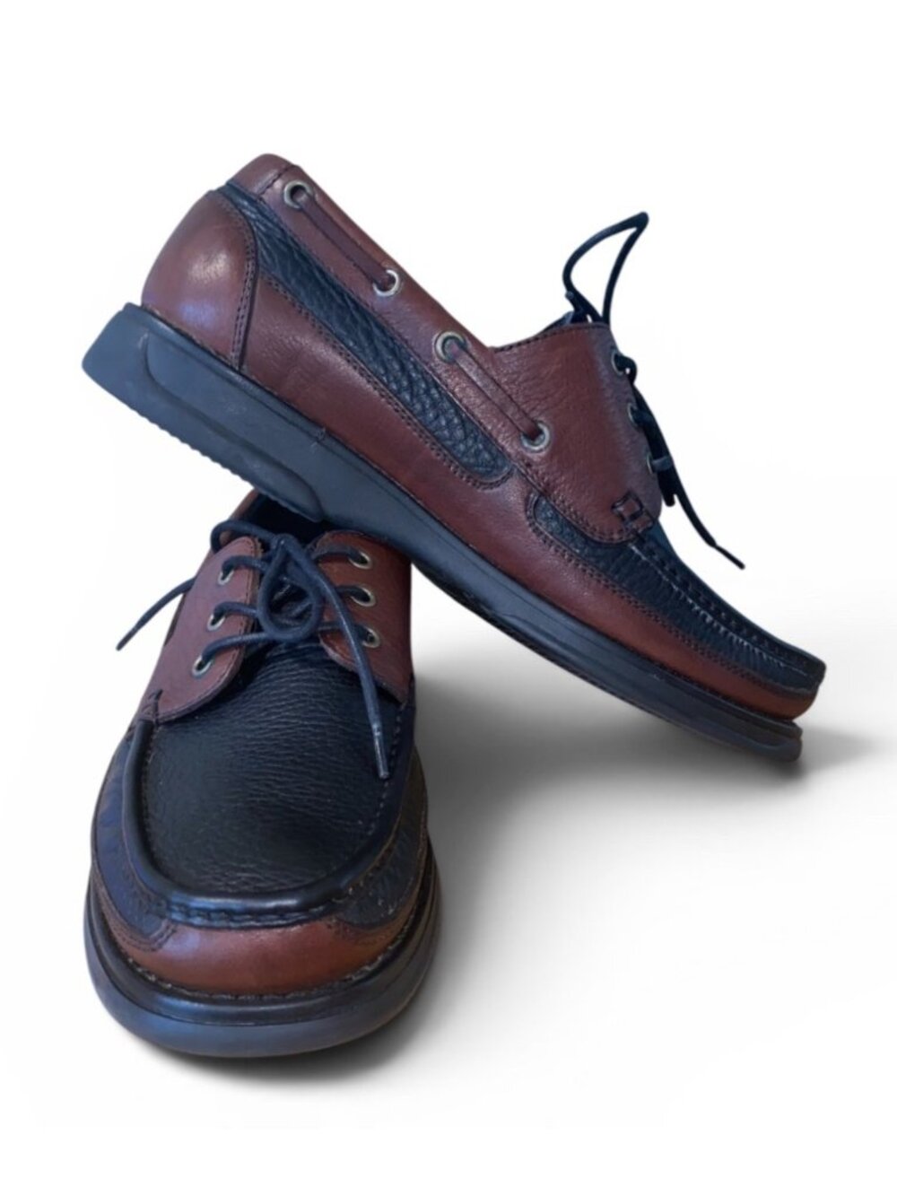 Johnston & Murphy Men’s Leather Dress Shoe Size 10.5M Black & Brown Moc Toe